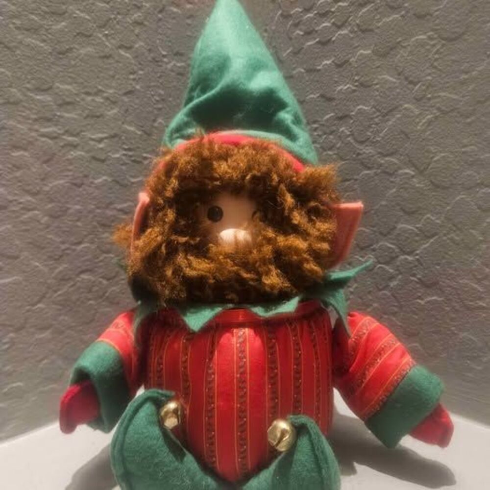 Vintage Christmas Elf Plush Doll with Beard